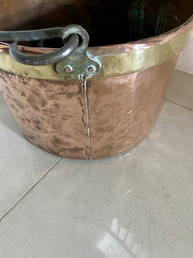 Antique Georgian Copper Log Bin Coal Bucket Fireside Bucket Planter - Image 5