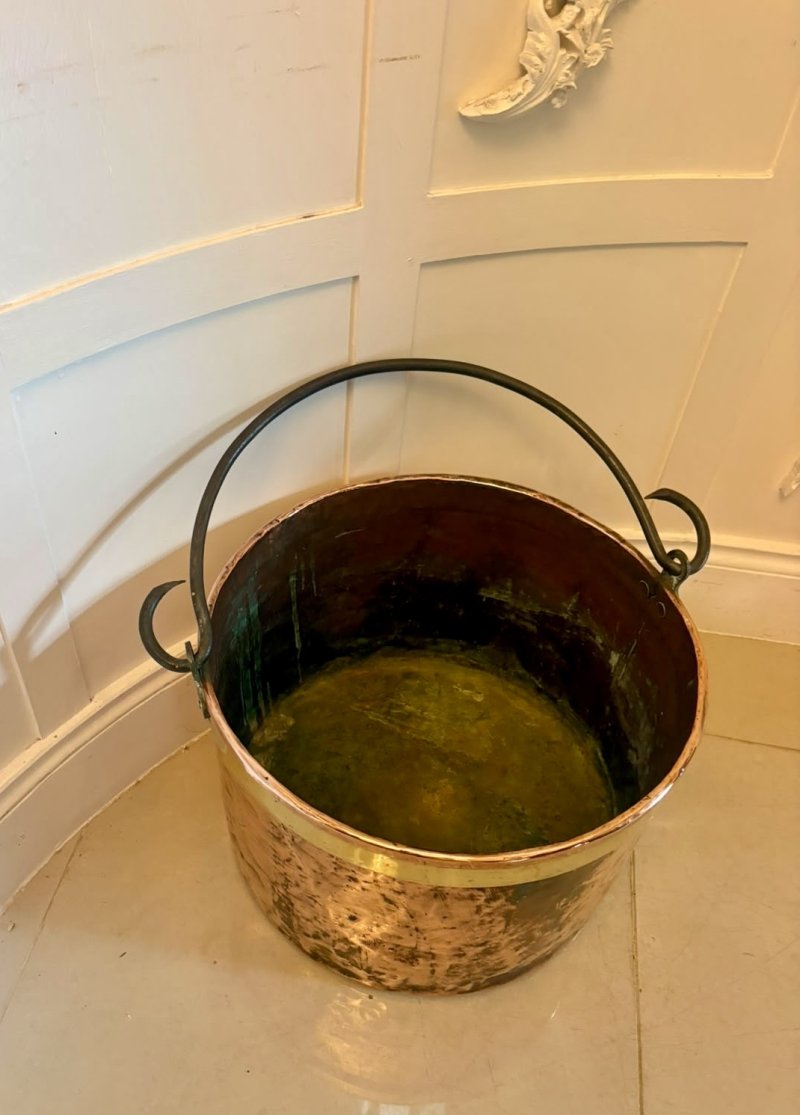 Antique Georgian Copper Log Bin Coal Bucket Fireside Bucket Planter - Image 7