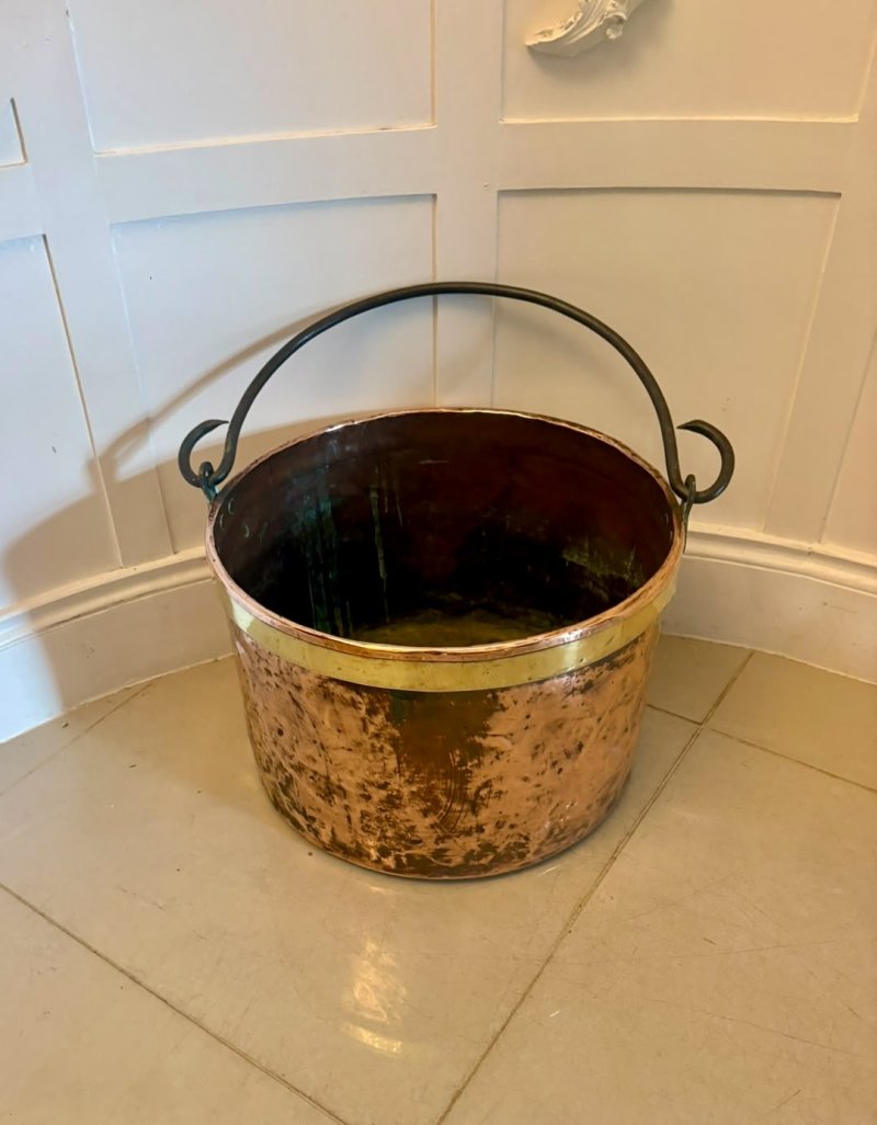 Antique Georgian Copper Log Bin Coal Bucket Fireside Bucket Planter