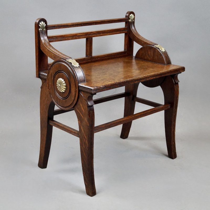 An Oak And Brass Mounted Hall Bench By James Shoolbred & Co. - Image 2