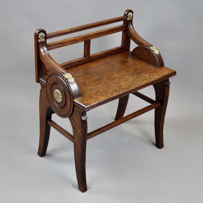 An Oak And Brass Mounted Hall Bench By James Shoolbred & Co. - Image 4