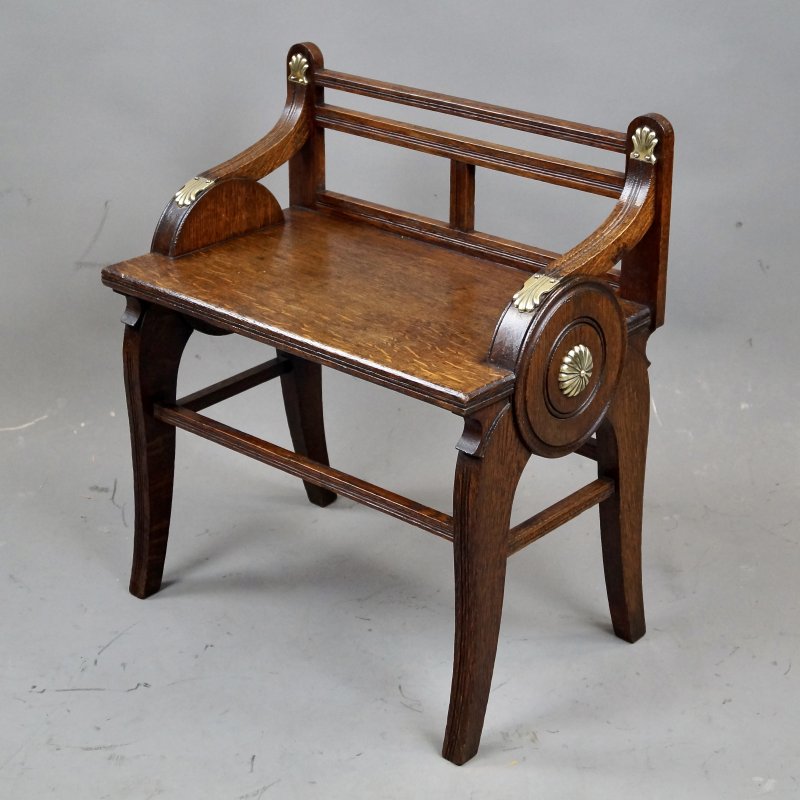 An Oak And Brass Mounted Hall Bench By James Shoolbred & Co. - Image 5
