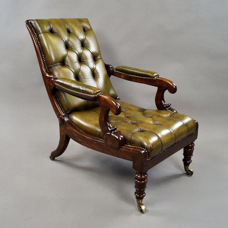 A William IV Button Leather Reclining Chair - Image 3