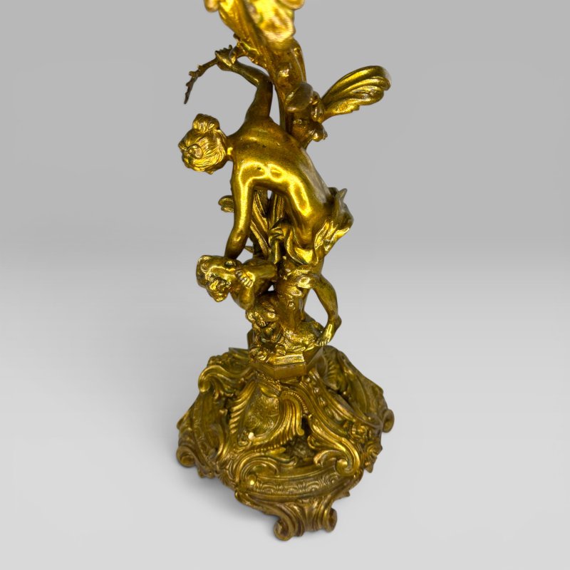Antique Pair of French Rococo Gilt Bronze Figural Candelabra, Late 19th Century - Image 10