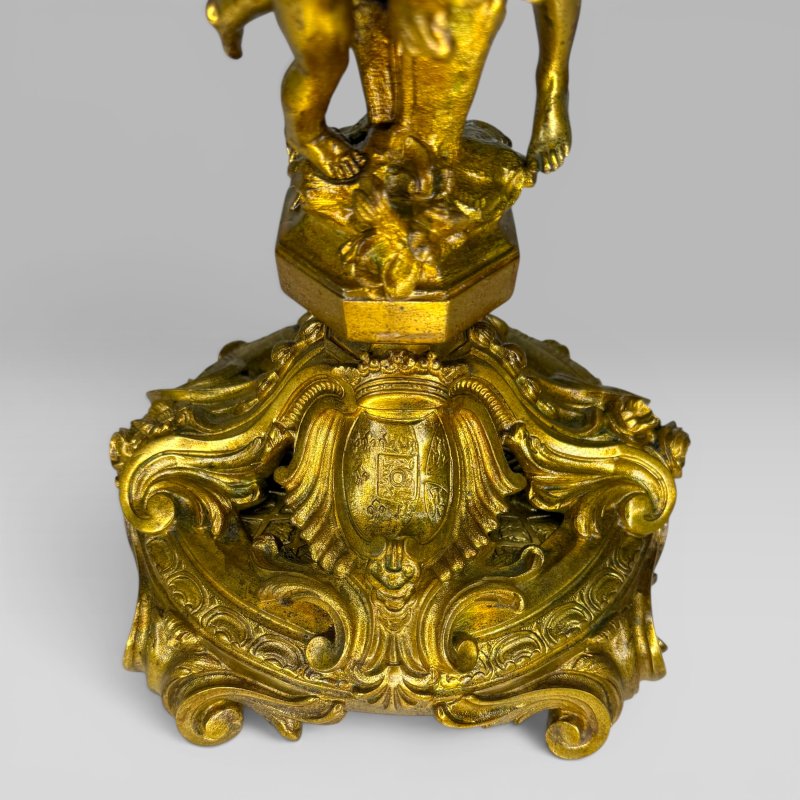Antique Pair of French Rococo Gilt Bronze Figural Candelabra, Late 19th Century - Image 13