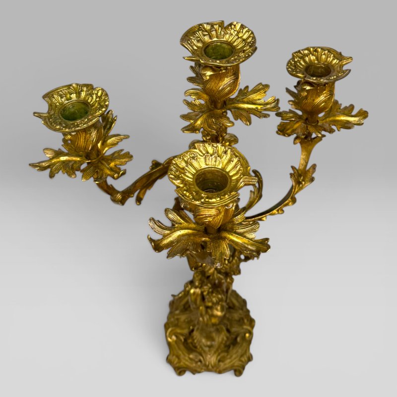 Antique Pair of French Rococo Gilt Bronze Figural Candelabra, Late 19th Century - Image 12