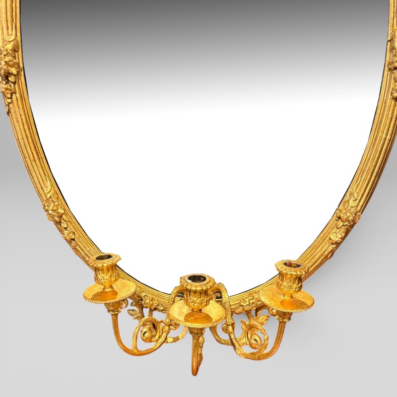 Antique Late 19th Century French Belle Époque Giltwood Girandole Mirror - Image 6