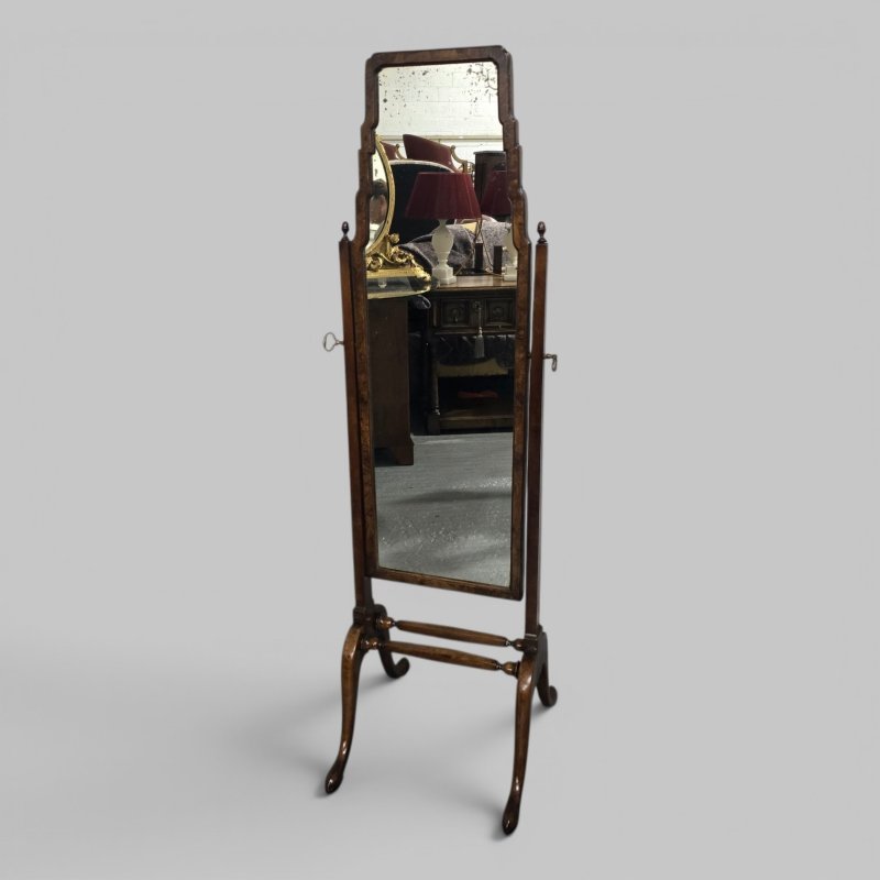 Queen Anne  Walnut Cheval Mirror