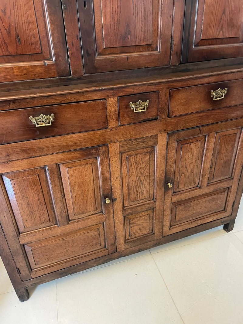 Antique 17th Century Large Welsh Quality Oak Deuddarn Cupboard - Image 13