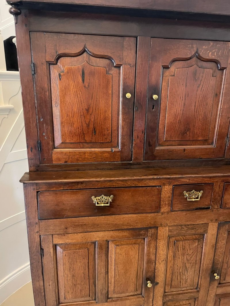 Antique 17th Century Large Welsh Quality Oak Deuddarn Cupboard - Image 12