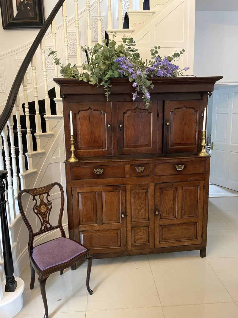 Antique 17th Century Large Welsh Quality Oak Deuddarn Cupboard - Image 2
