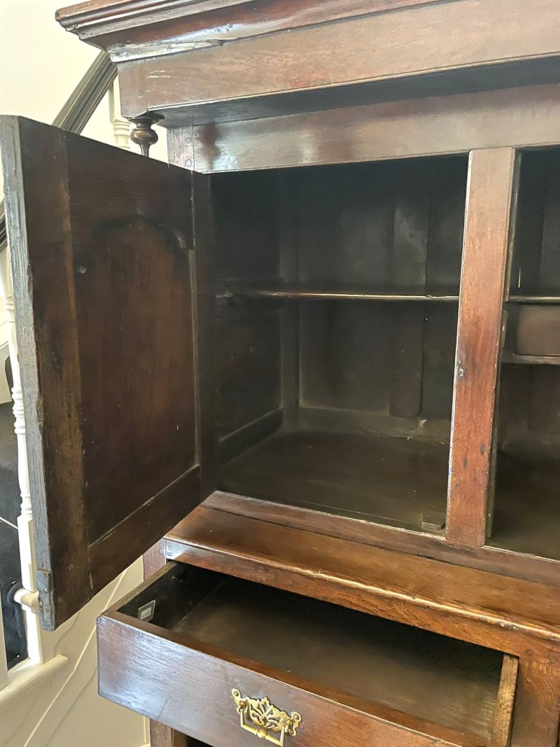 Antique 17th Century Large Welsh Quality Oak Deuddarn Cupboard - Image 6