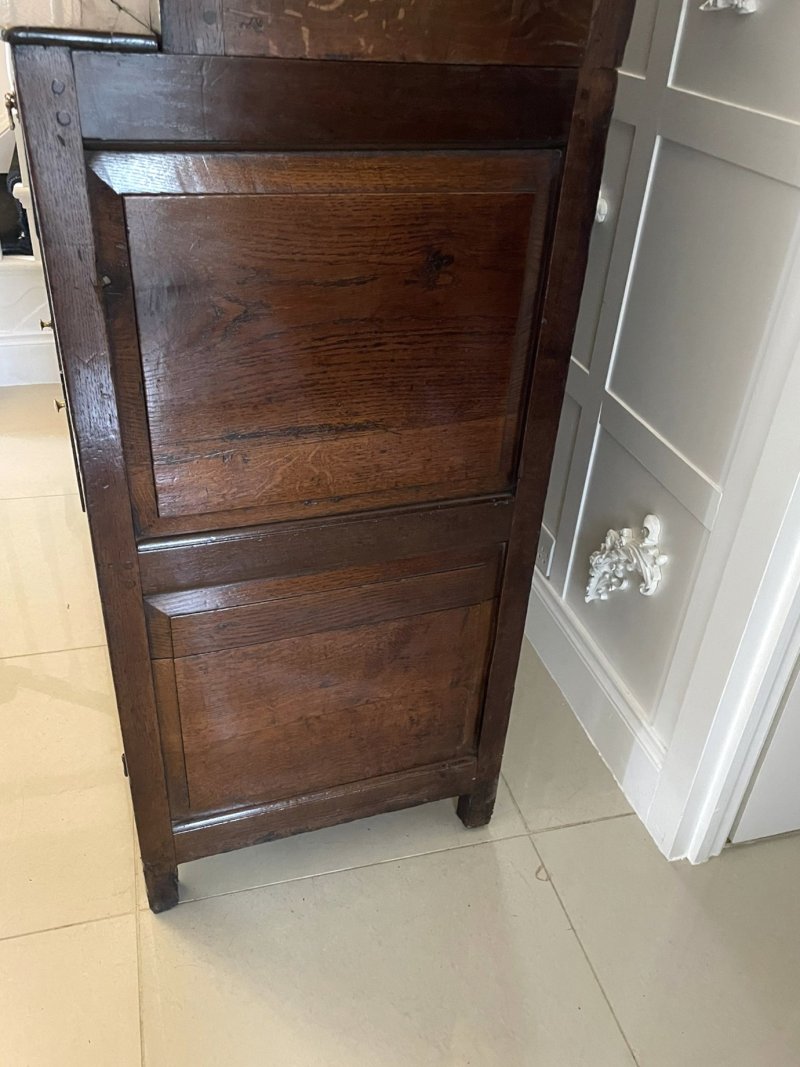 Antique 17th Century Large Welsh Quality Oak Deuddarn Cupboard - Image 5
