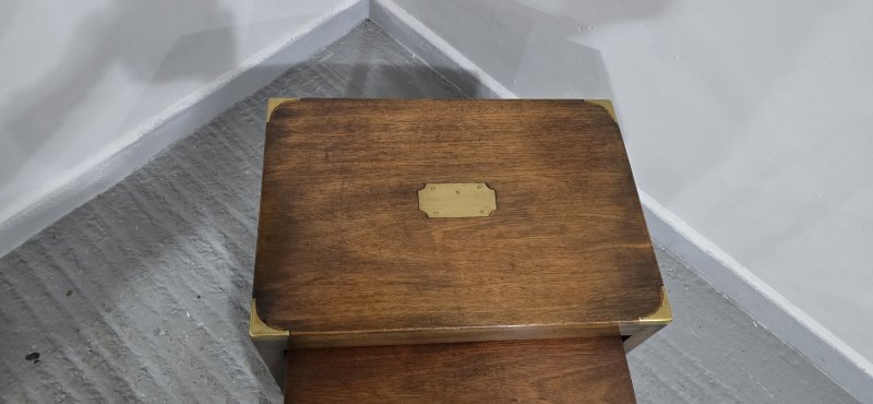 Good Mahogany Campaign Nest of Three Tables - Image 3