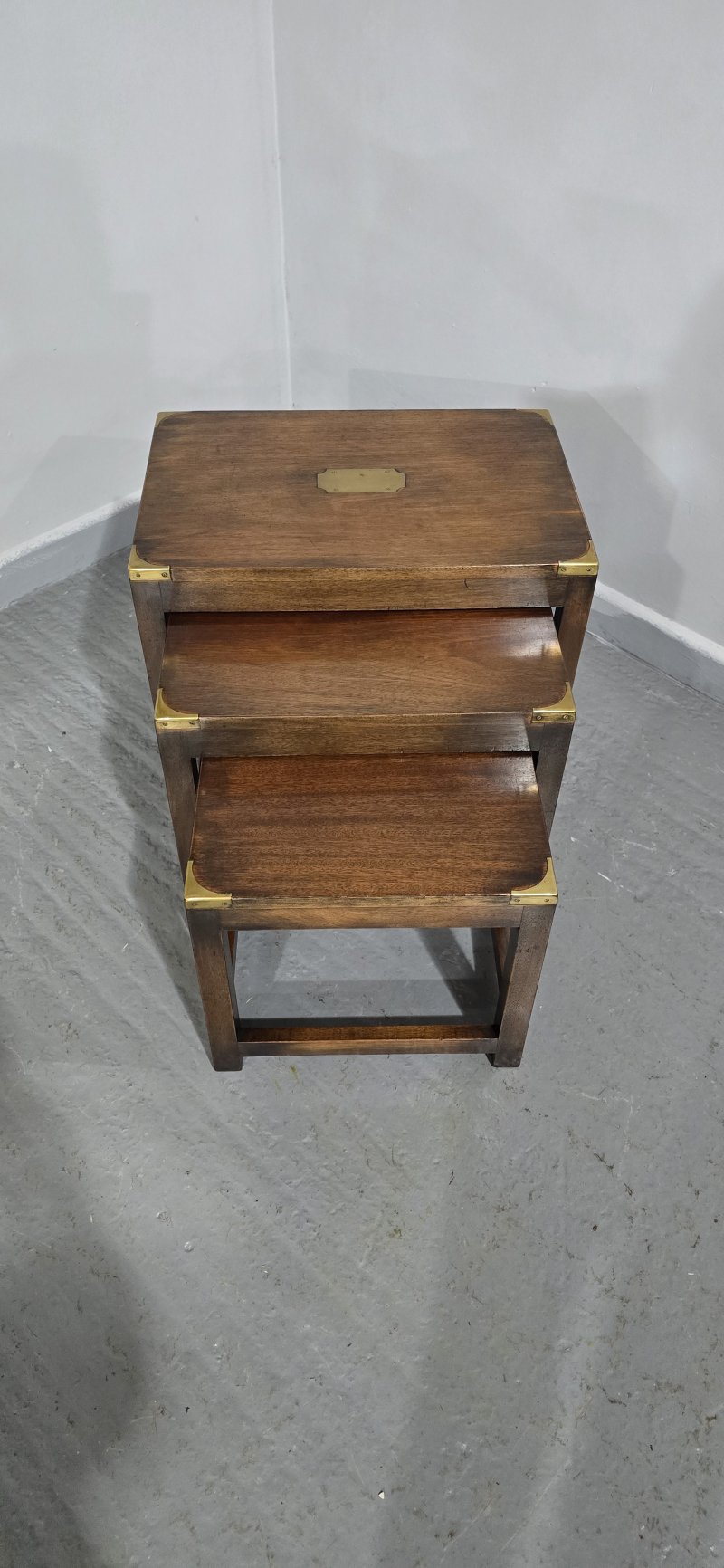 Good Mahogany Campaign Nest of Three Tables - Image 6
