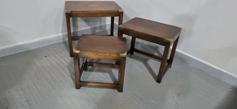 Good Mahogany Campaign Nest of Three Tables - Image 2