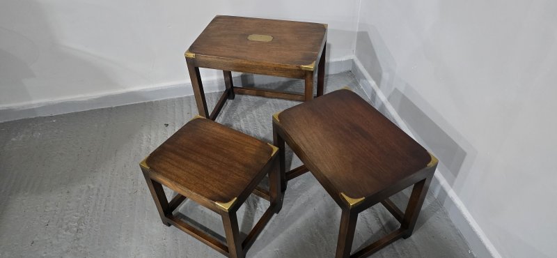 Good Mahogany Campaign Nest of Three Tables - Image 7
