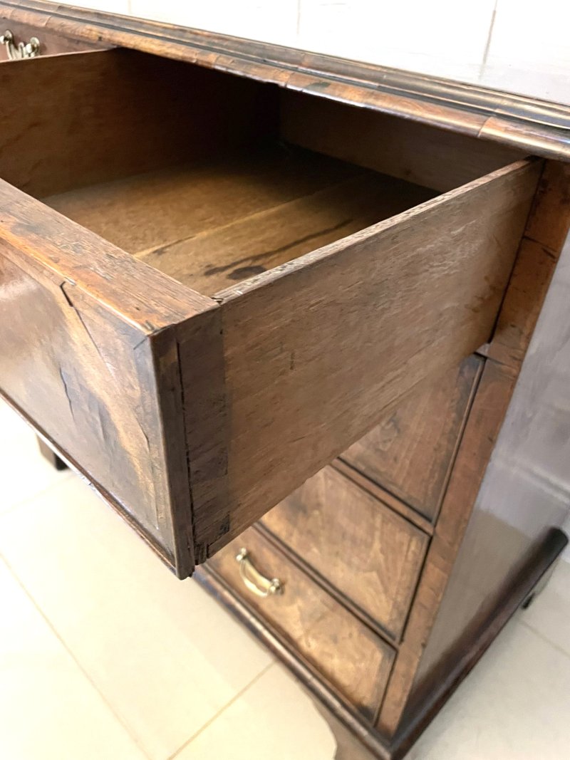 Outstanding Original George I Antique Quality Figured Walnut Chest of Drawers - Image 14