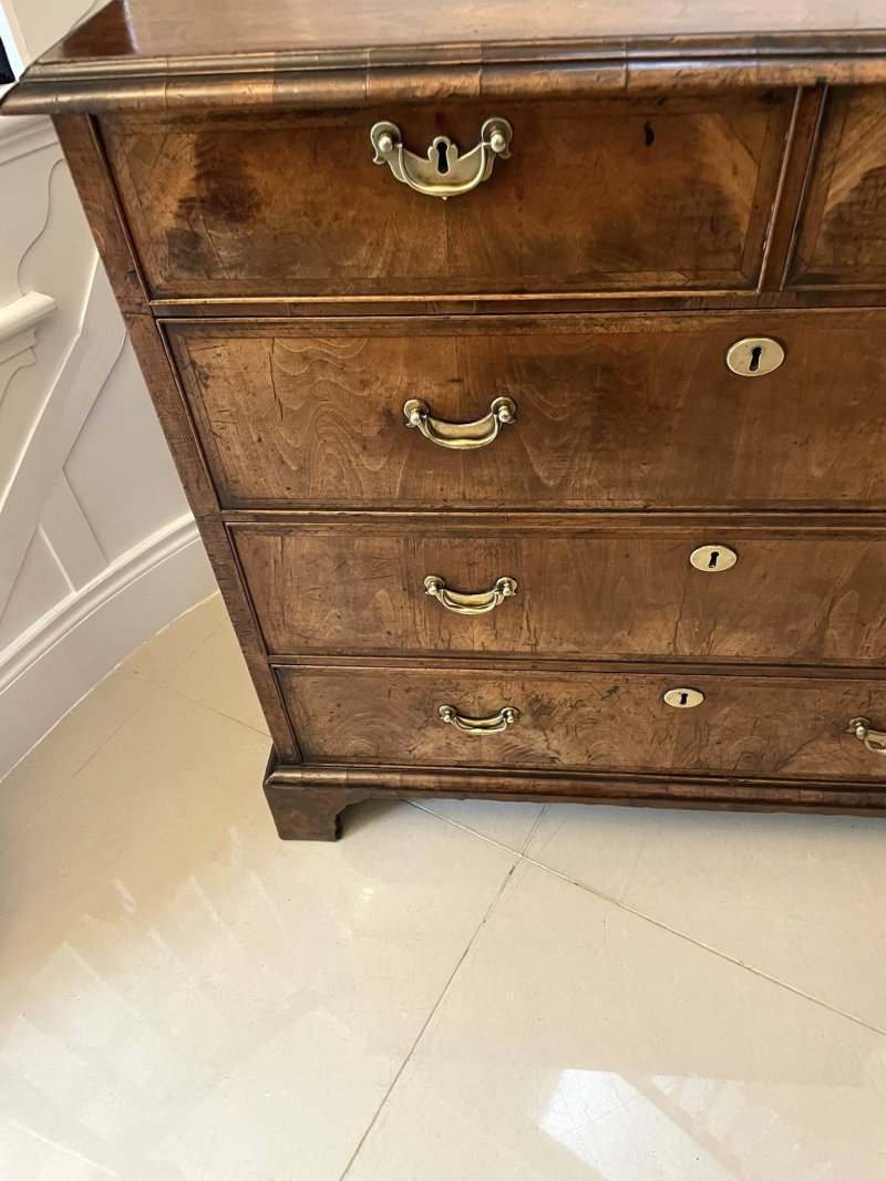 Outstanding Original George I Antique Quality Figured Walnut Chest of Drawers - Image 18