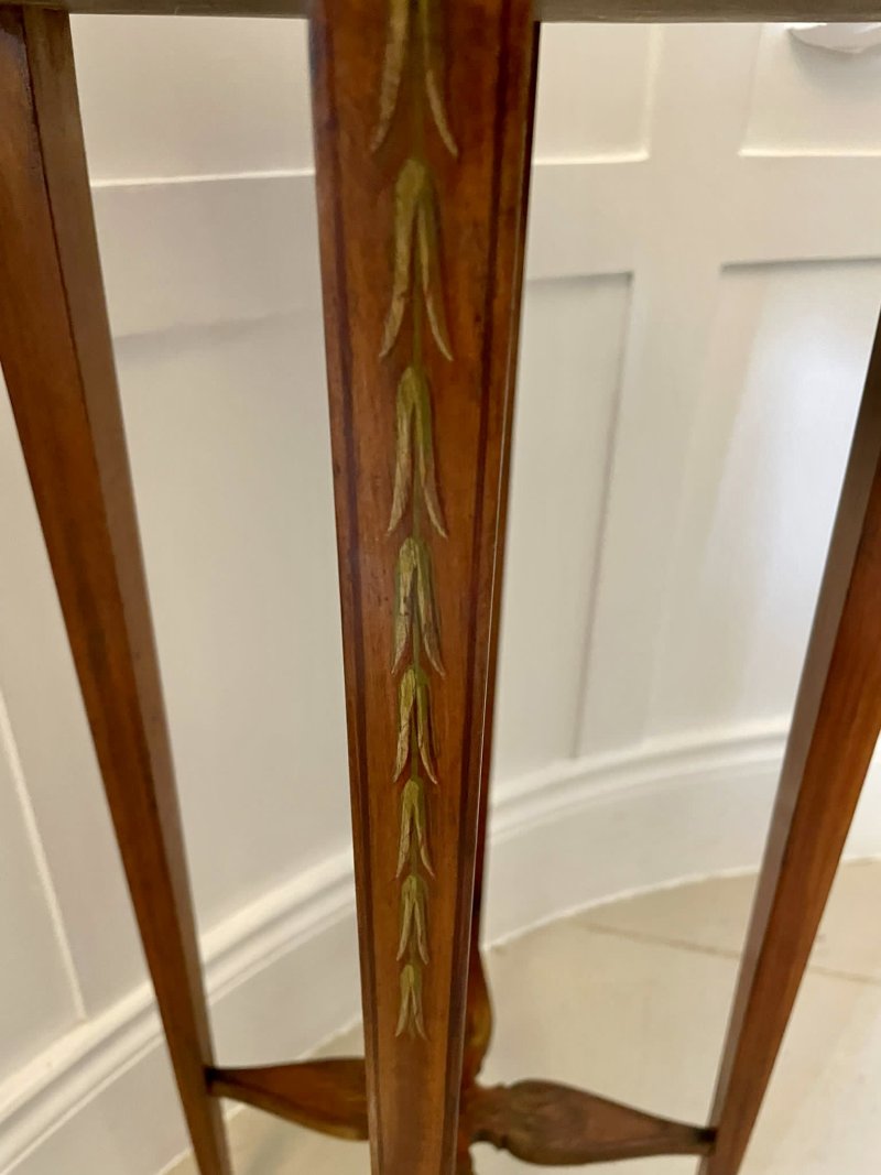 Antique Victorian Quality Satinwood Hand Painted Lamp/Side Table - Image 15