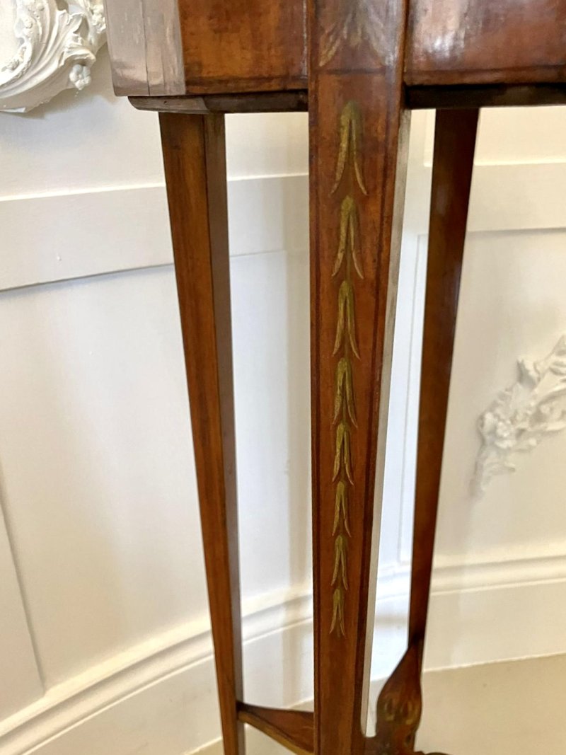 Antique Victorian Quality Satinwood Hand Painted Lamp/Side Table - Image 12