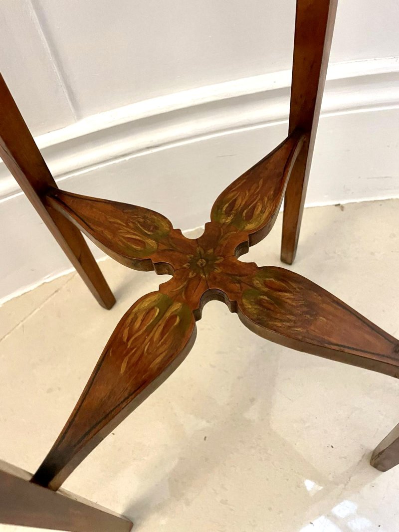 Antique Victorian Quality Satinwood Hand Painted Lamp/Side Table - Image 13
