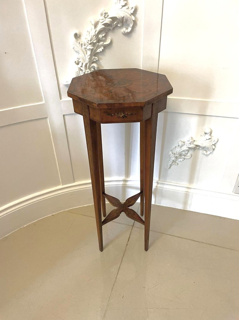 Antique Victorian Quality Satinwood Hand Painted Lamp/Side Table
