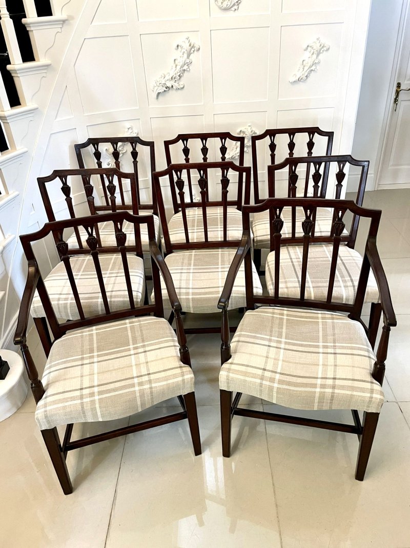 Fine Set of 8 Antique George III Mahogany Dining Chairs - Image 2