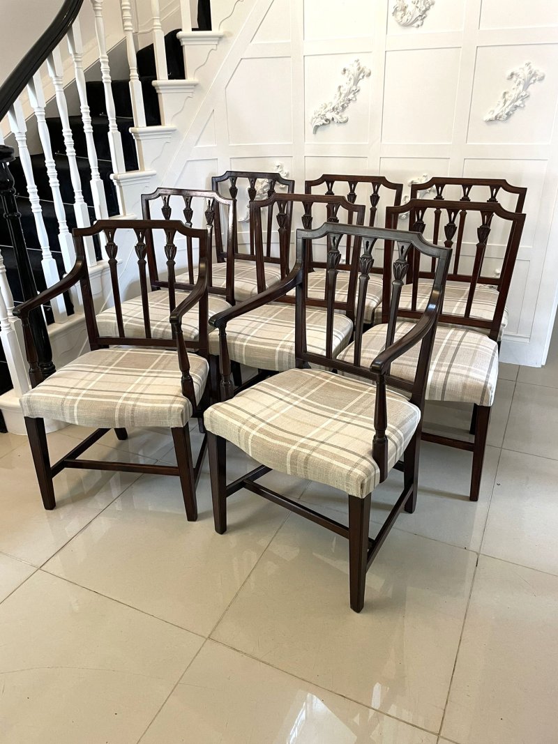 Fine Set of 8 Antique George III Mahogany Dining Chairs - Image 3