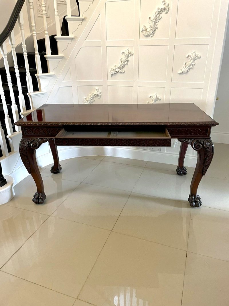 Large Antique Victorian Quality Freestanding Carved Mahogany Centre Table - Image 3