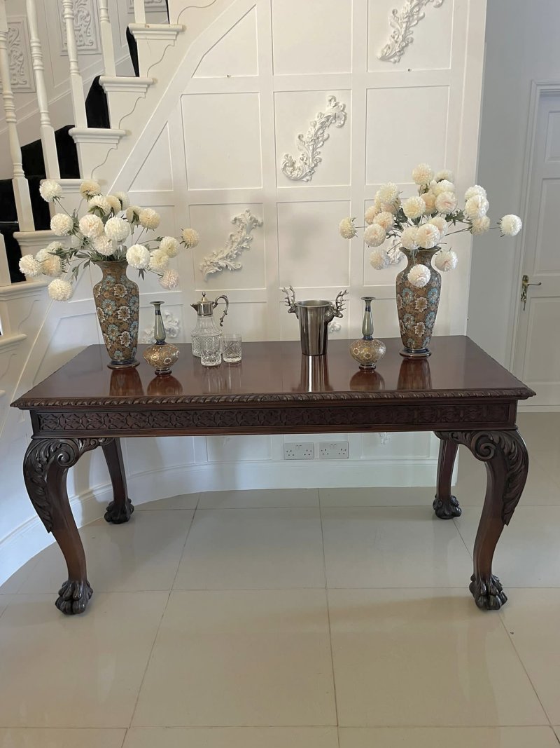 Large Antique Victorian Quality Freestanding Carved Mahogany Centre Table - Image 2