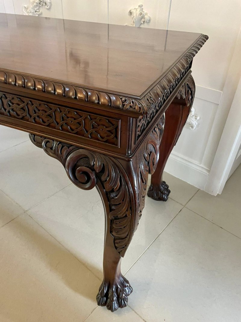 Large Antique Victorian Quality Freestanding Carved Mahogany Centre Table - Image 7