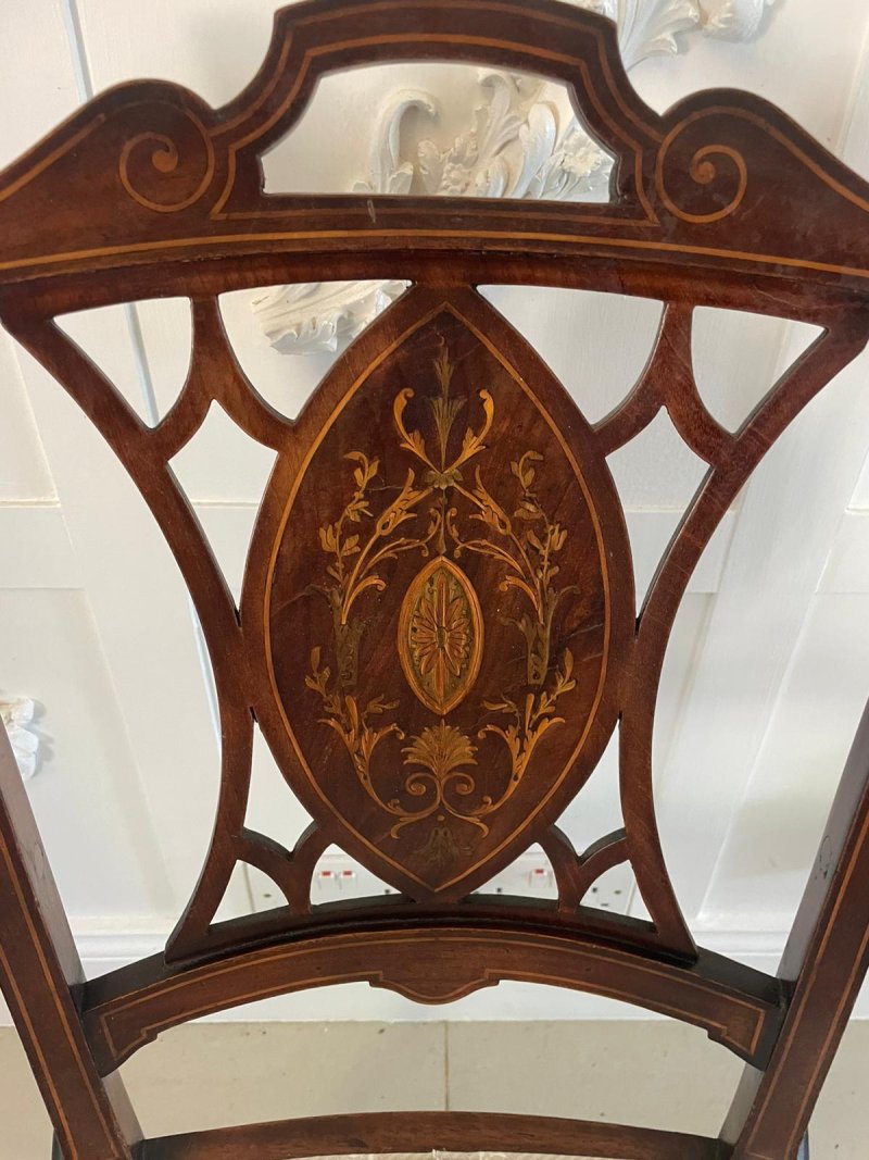 Antique Edwardian Inlaid Mahogany Armchair - Image 9