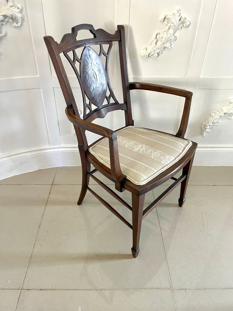 Antique Edwardian Inlaid Mahogany Armchair