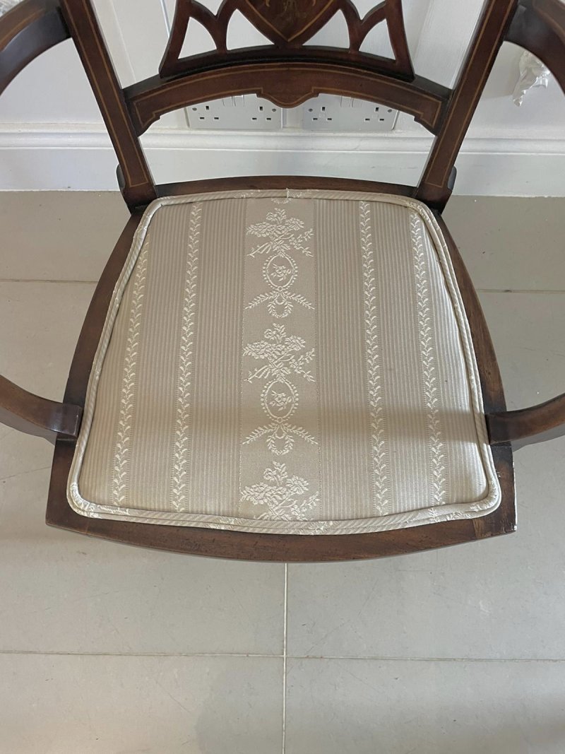 Antique Edwardian Inlaid Mahogany Armchair - Image 7