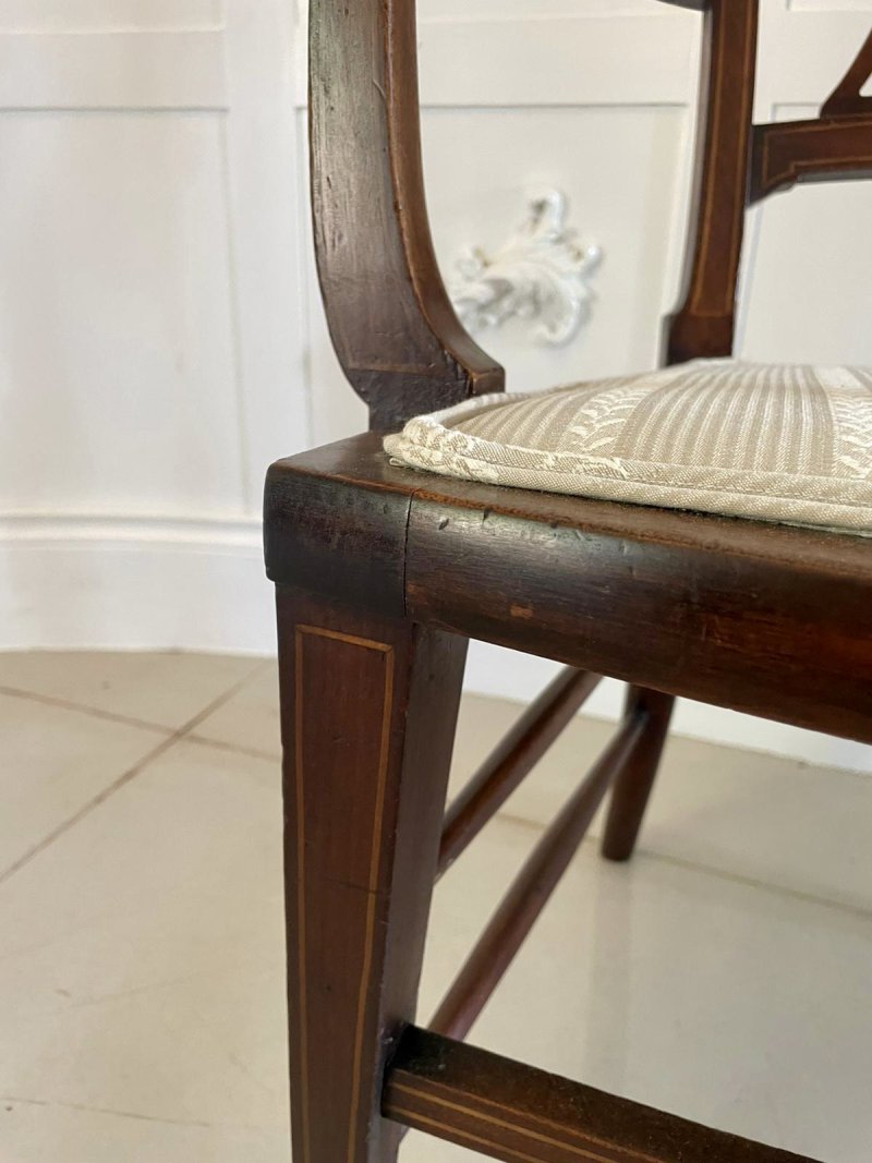 Antique Edwardian Inlaid Mahogany Armchair - Image 12
