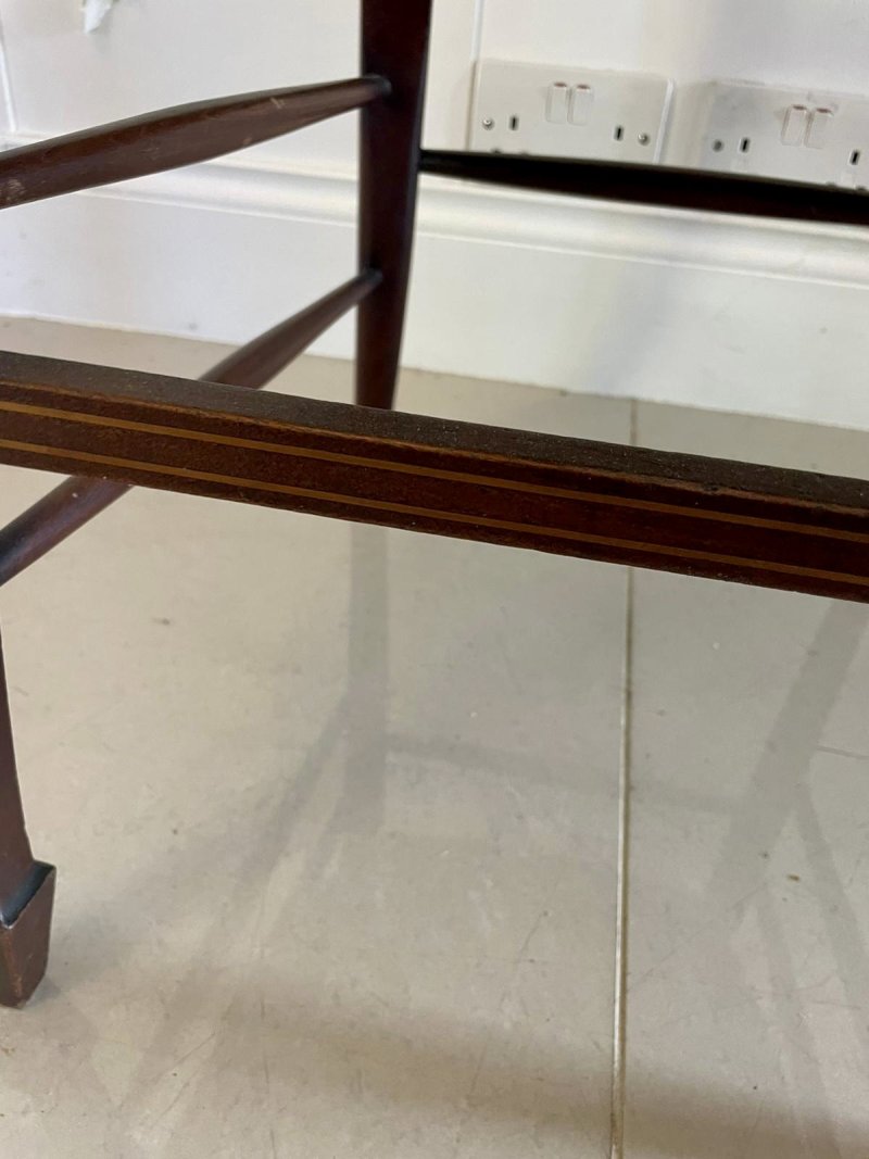 Antique Edwardian Inlaid Mahogany Armchair - Image 10