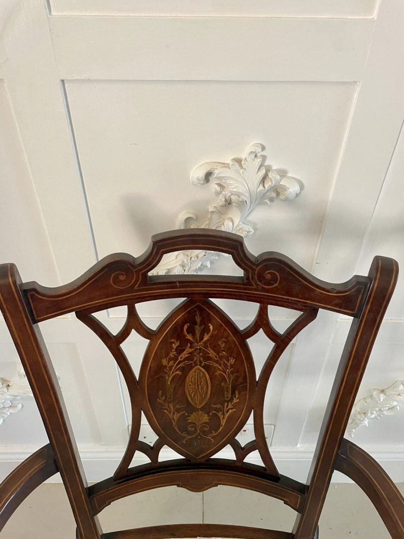 Antique Edwardian Inlaid Mahogany Armchair - Image 13