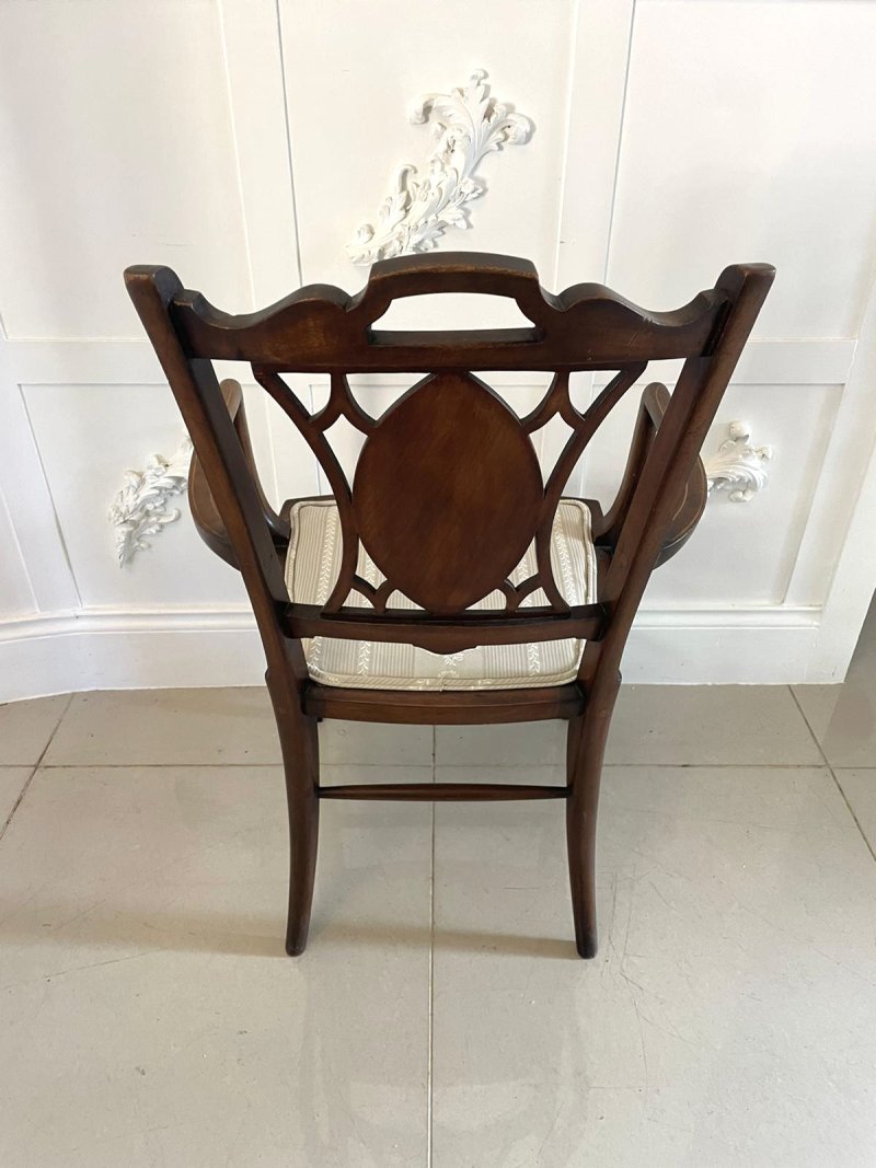 Antique Edwardian Inlaid Mahogany Armchair - Image 6