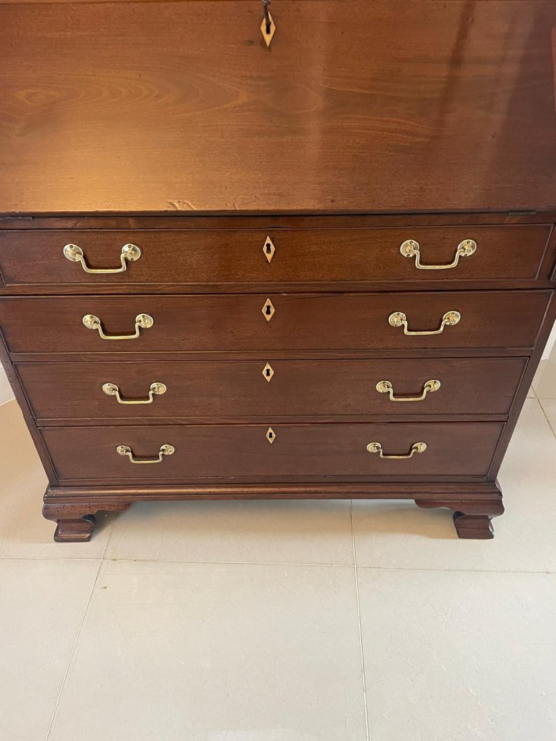 Outstanding Quality Antique George II Figured Mahogany Bureau Bookcase - Image 9