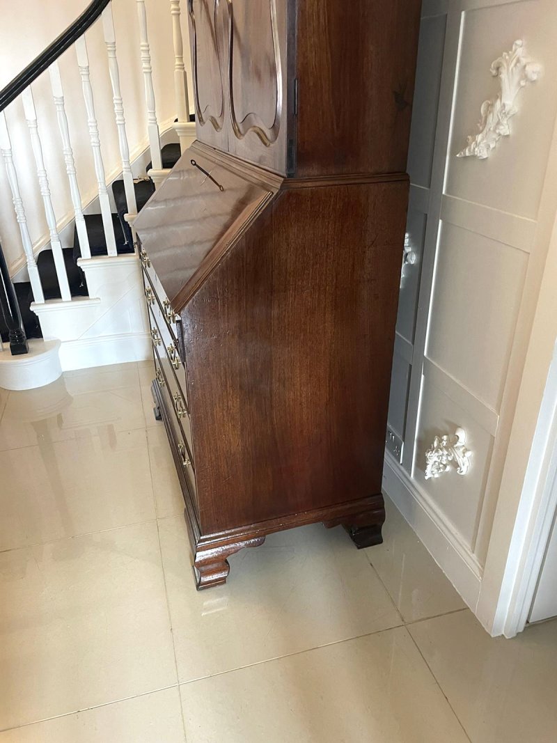 Outstanding Quality Antique George II Figured Mahogany Bureau Bookcase - Image 5