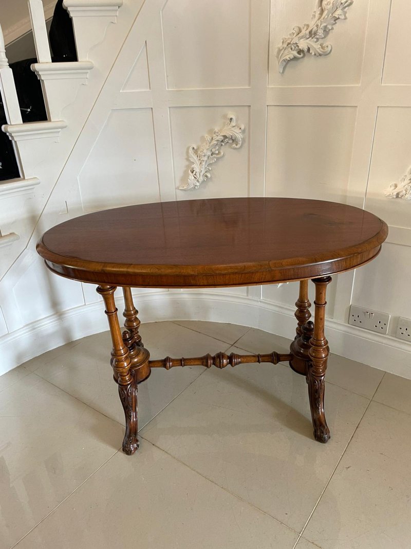 Antique 19th Century Victorian Oval Walnut Centre Table - Image 2