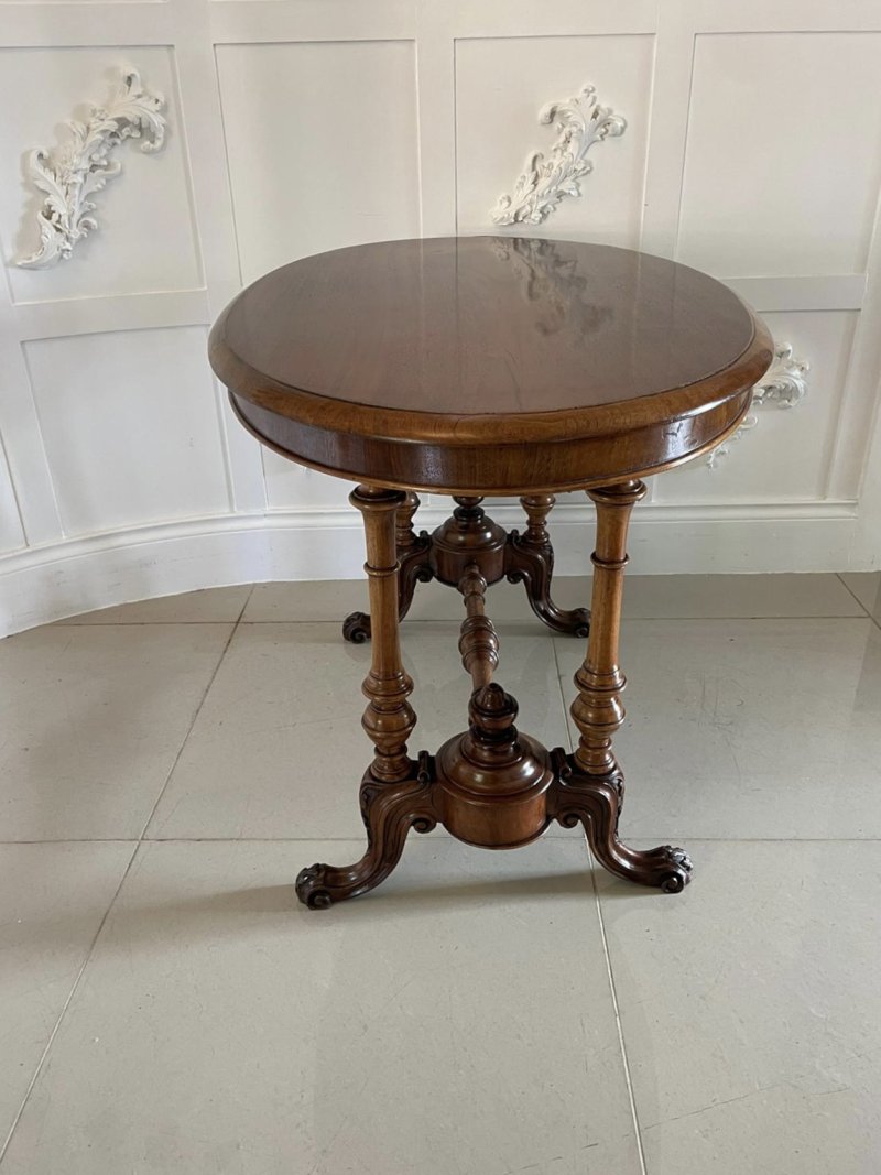 Antique 19th Century Victorian Oval Walnut Centre Table - Image 5
