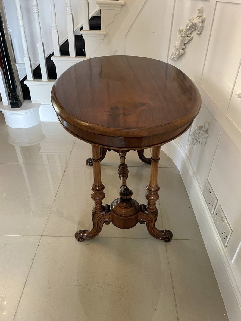 Antique 19th Century Victorian Oval Walnut Centre Table - Image 4