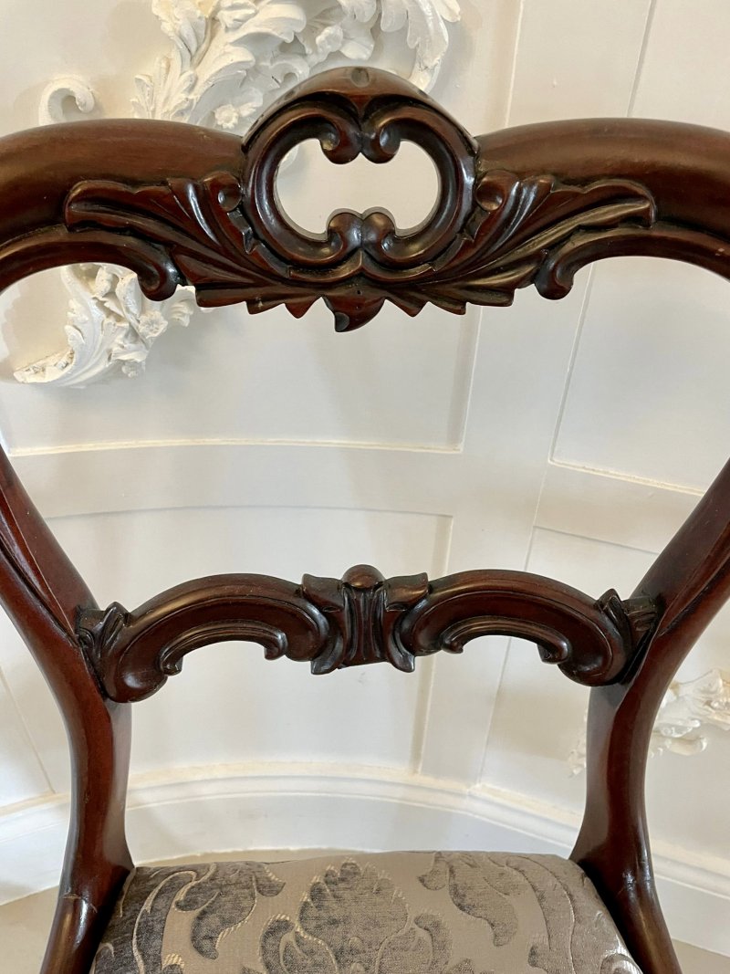 Fine Quality Set of 4 Antique William IV Carved Rosewood Dining Chairs - Image 9