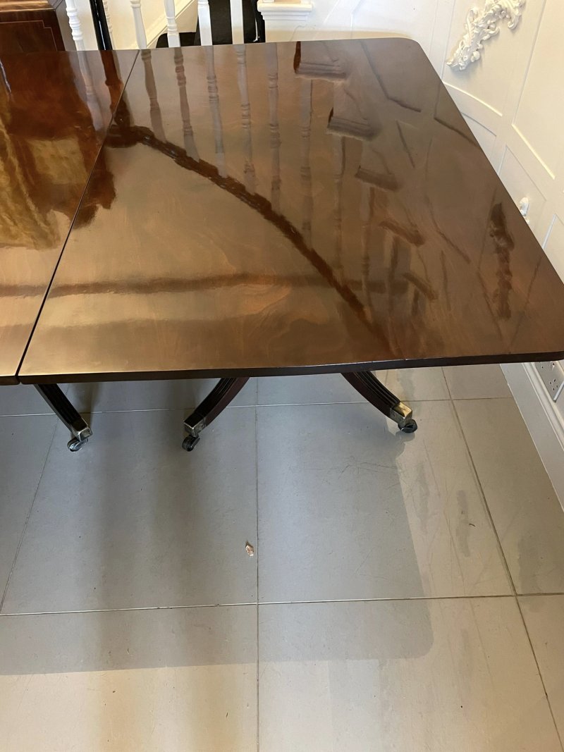 Large Antique George III Outstanding Quality Figured Mahogany 3 Pilar Dining Table - Image 14