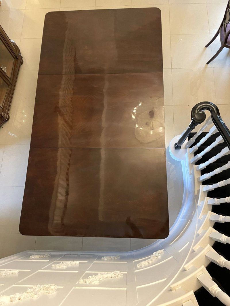 Large Antique George III Outstanding Quality Figured Mahogany 3 Pilar Dining Table - Image 11