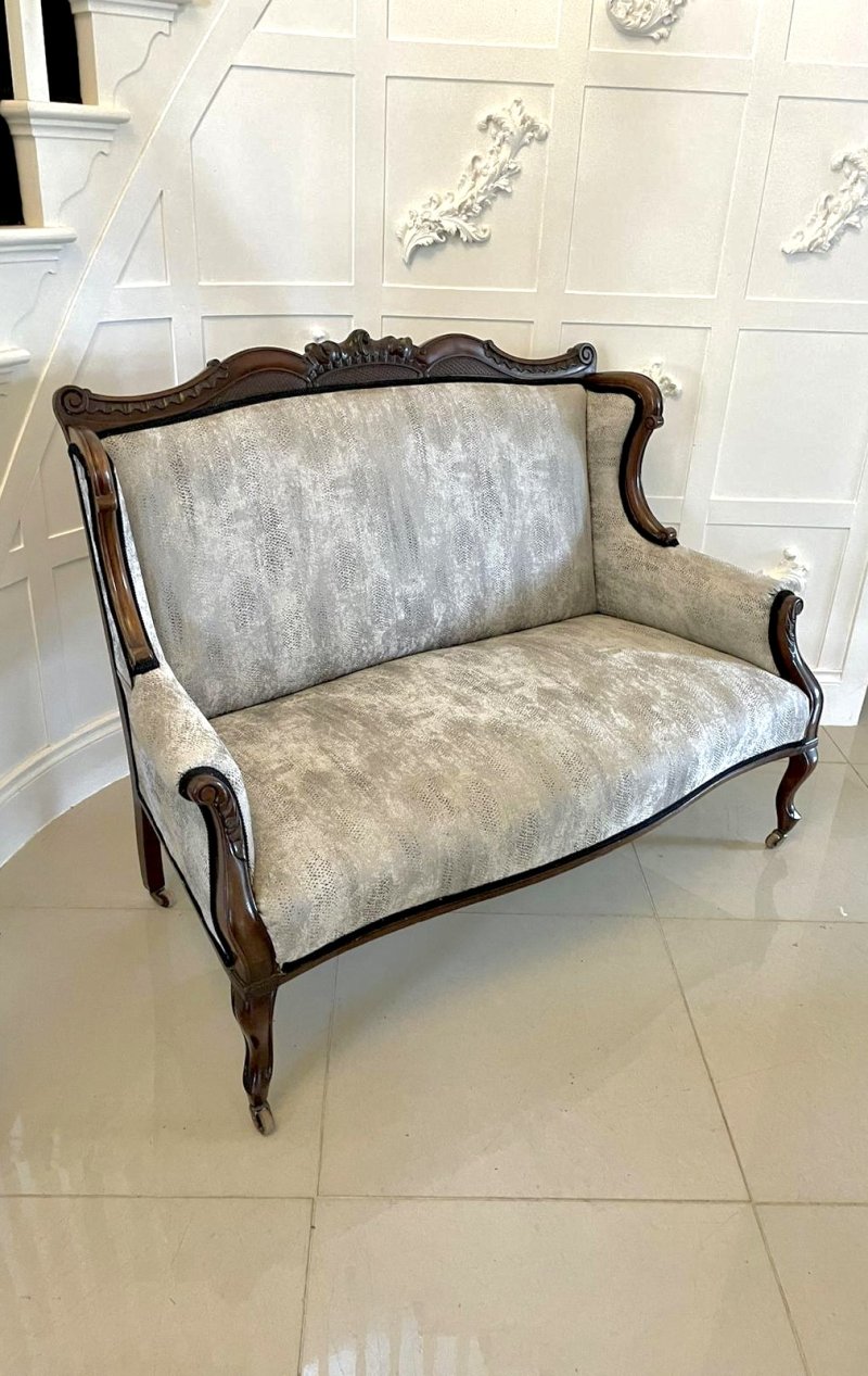 Outstanding Antique Victorian Carved Mahogany Sofa - Image 3