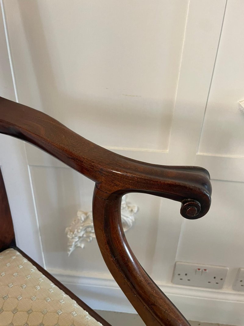Antique George III Carved Mahogany Elbow/Desk Chair - Image 12