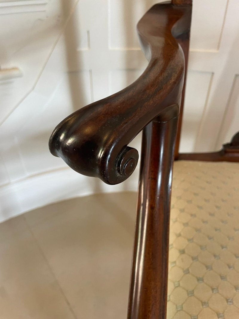 Antique George III Carved Mahogany Elbow/Desk Chair - Image 11